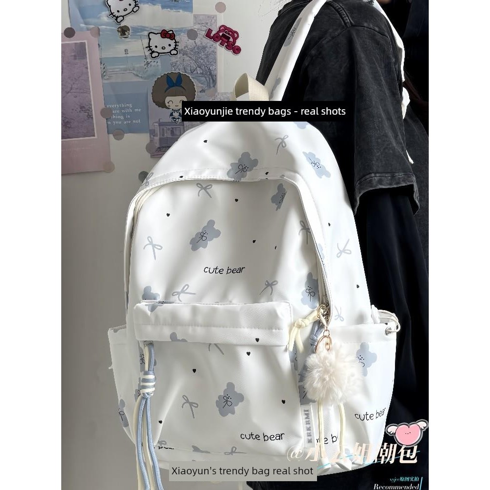 balo nữ hàn quốc cặp sách nữ Cặp sách kiểu Nhật mẫu mới hè 2025 ba lô hình gấu in hoa dung tích lớn 