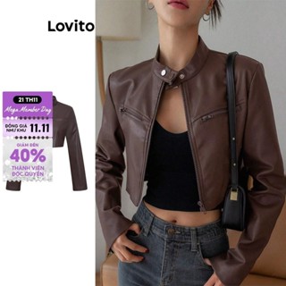  Lovito Áo Khoác Thường Ngày Áo Gió Mọi Mùa áo Khoác Chống Thấm Nước Có Khóa Kéo Cho Nữ L106AD280 
