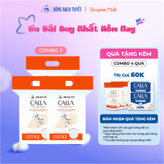   MỚI - TÚI ZIP  Combo 3 Bông tẩy trang làm sạch da Bông Bạch Tuyết Calla tròn 3D 200 miếng gói 