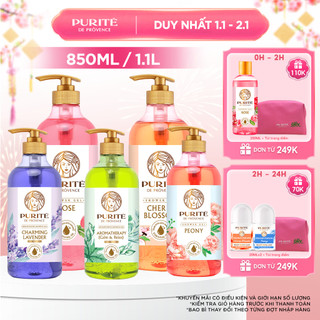  Sữa Tắm Thiên Nhiên PURITÉ Hương Hoa Anh Đào Hoa Hồng Hoa Oải Hương Hoa Mẫu Đơn Tinh Dầu Thơm 850ml & 1.1L 
