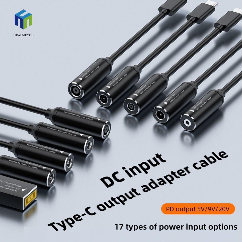 Cáp sạc HEALMEYOU Type-C sang DC Jack, Cáp sạc DC sang Type-C đầu ra PD 65W PD, Tệp chuyển 3A Đầu và