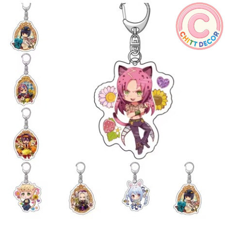 Móc khóa acrylic anime JoJo’s Bizarre Adventure – mặt dây hoạt hình, treo túi xách, phụ kiện kỳ nghỉ