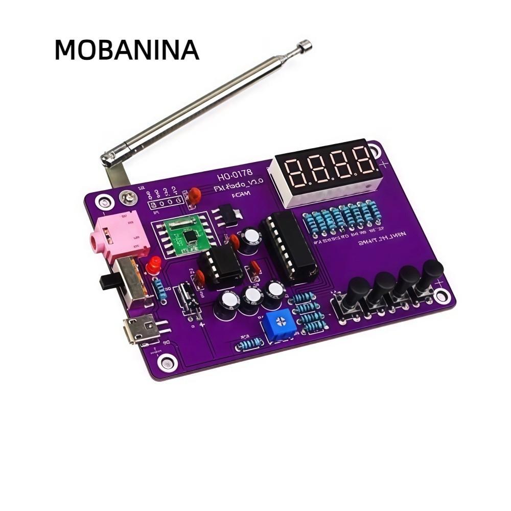 MOBANINA HU-017B Radio DIY Kit, Bộ nguồn kép có thể điều chỉnh tần số DIY Đài FM Bộ điện tử, Màn hìn
