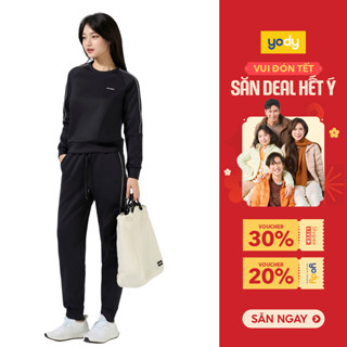  Bộ đồ nỉ nữ YODY set thể thao tay raglan áo cổ tròn chất vải nhẹ xốp mềm mại co giãn SDN7009 