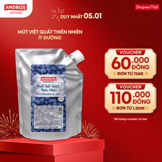  Mứt Việt Quất Thiên Nhiên Ít Đường - Không chất bảo quản - ANDROS - 1KG 