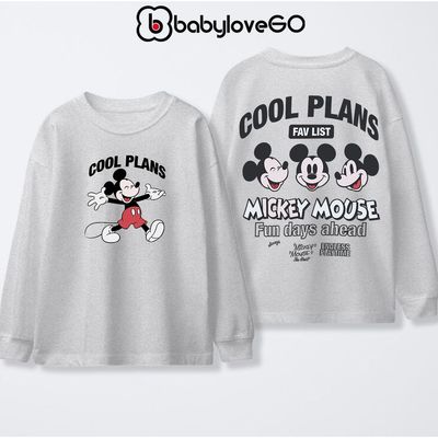 Áo bé trai BabyloveGO BST Disney Mickey áo thu đông cổ tròn bo tay chất thun cotton cho bé 1 đến 10 tuổi