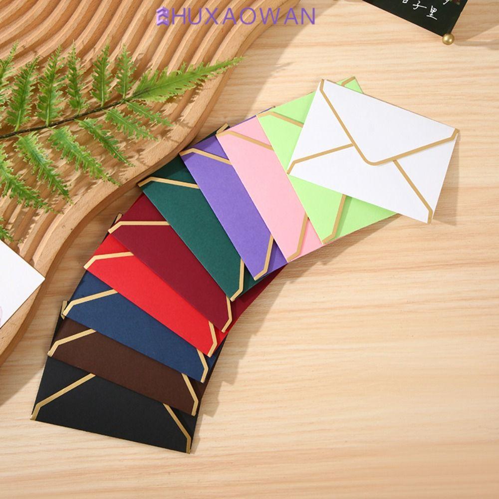 ZHUXAOWAN 10 Bộ Phong Bì Trang Trí, Phong Bì Dập Thiệp Mời Lãng Mạn, Phong Bì Bằng Đồng Cổ Điển Tươi