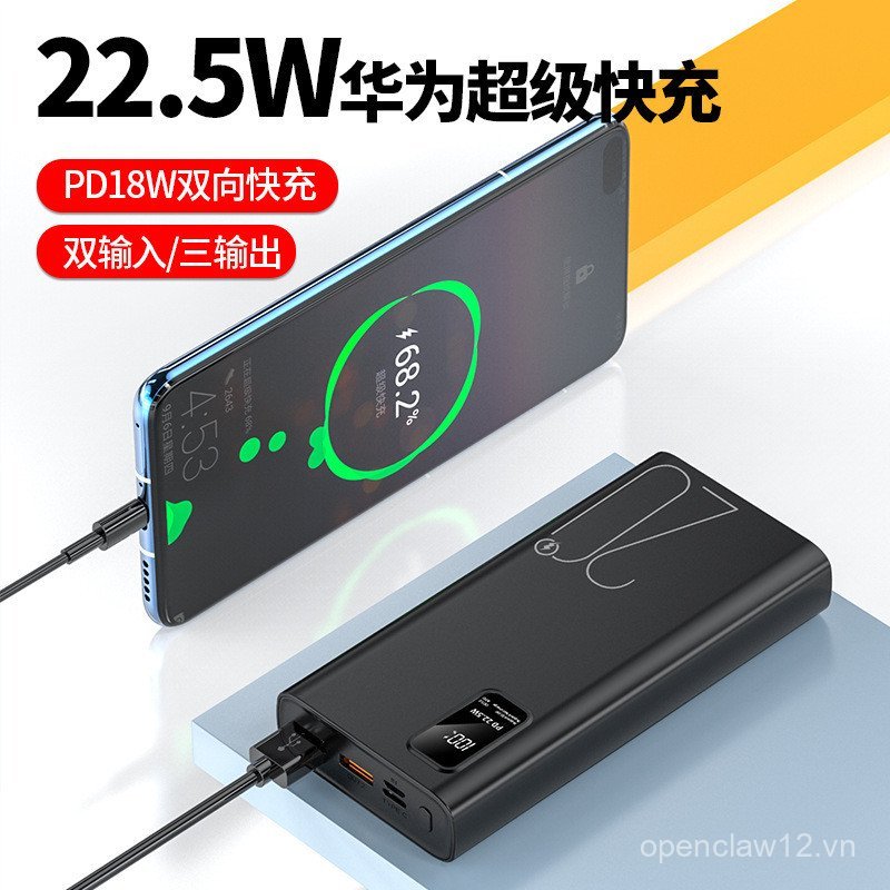 2000mAh pwer bank PD20W Sạc nhanh Power Bank 22,5W Màn hình kỹ thuật số Power Bank Đặt hàng LOGO