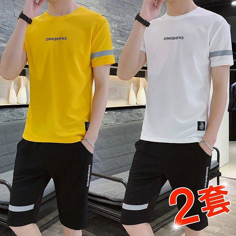 Men's Summer Youth Fashion Short-Sleeved T-shirt Five-Point Shorts Fashion Brand Sportswear Two-Piec