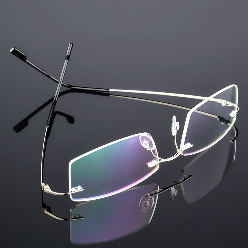 858Ultra-elastic titanium metal ultra-light frameless eyeglass frame Myopia glasses frame Foldable t