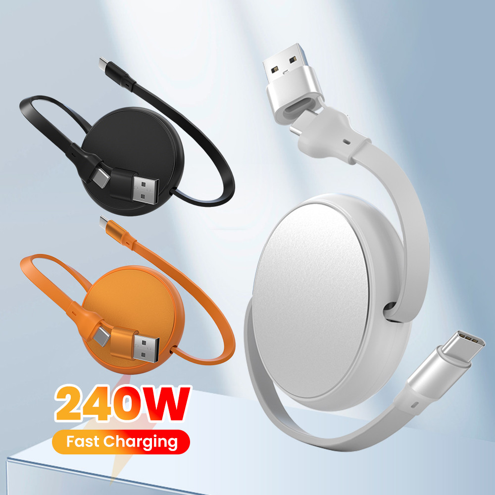 Cáp PD có thể thu vào Elough 240W Type C sang Type C 66W Dây cáp sạc nhanh 1M