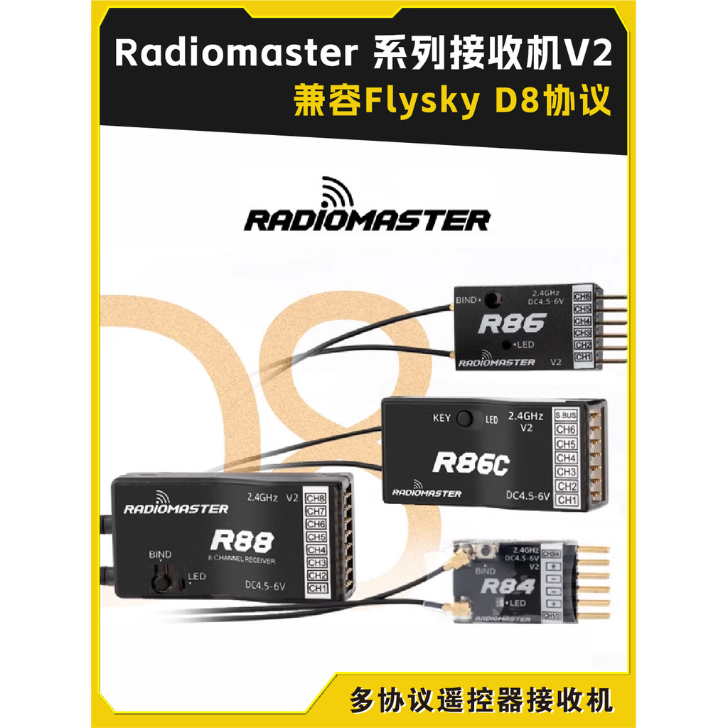 Bộ thu điều khiển từ xa RadioMaster R88 R86 R86C R81 V2.0 Tương thích với Flysky D8