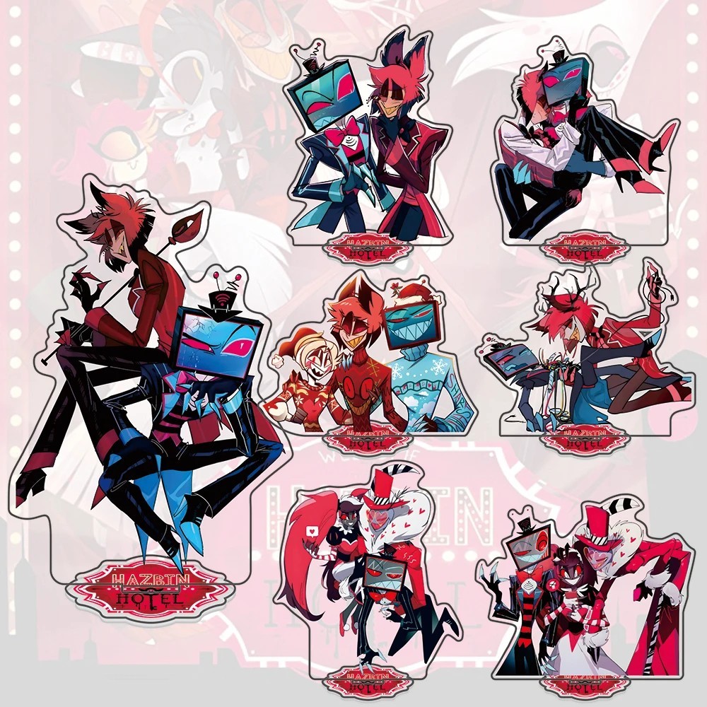 Standee Hazbin Hotel mô hình Alastor Vox trang trí bàn học acrylic anime Hazbin Hotel in 2 mặt sắc n