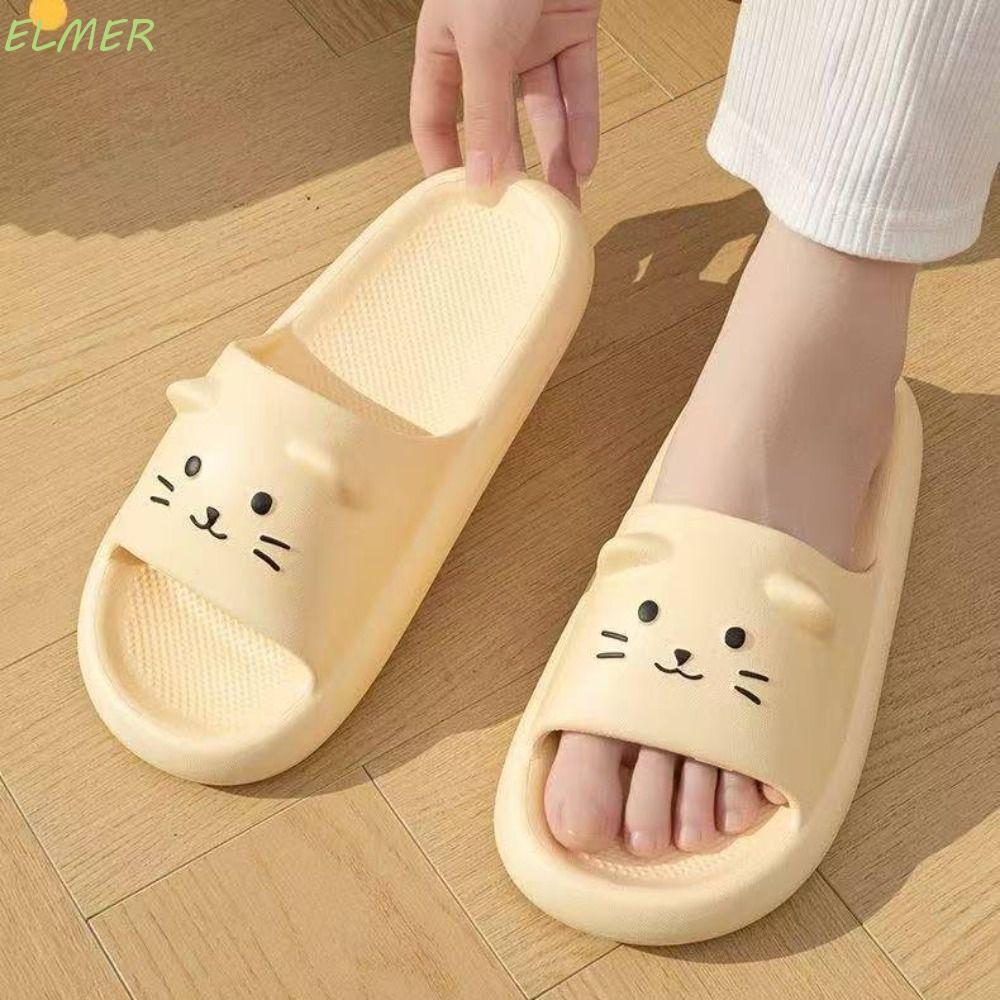 Dép Mèo ELMER, Dép Trong Nhà Chống Trơn Trượt PVC, Giày Sáng Tạo Dày Đế Mềm Dép Đế Dày Đi Biển