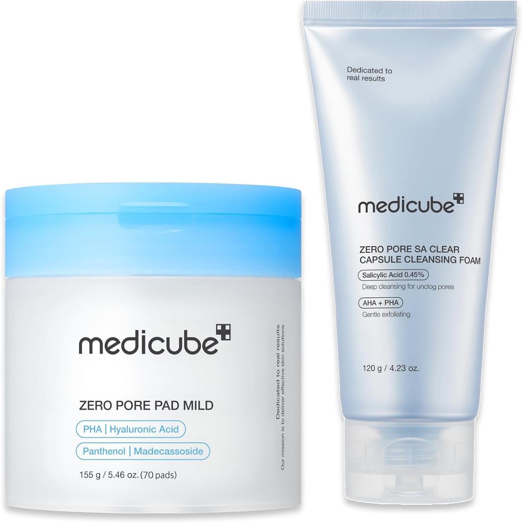 Medicube Zero Pore Cleanse & Swipe Duo: Zero Pore Pad Mild + Zero Capsule Foam Cleanser | Bộ chăm só