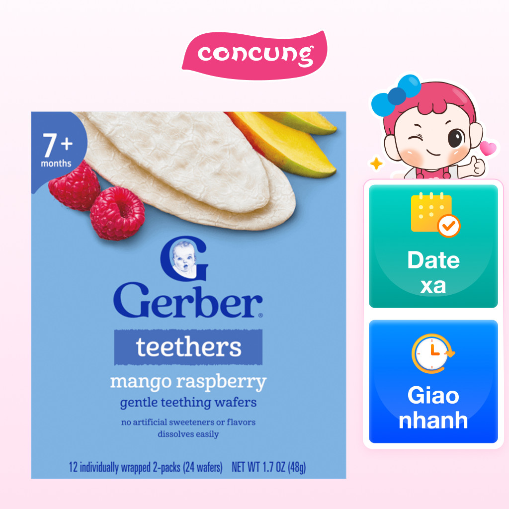 Bánh ăn dặm Gerber vị Xoài, Mâm Xôi 6hộp x 48g