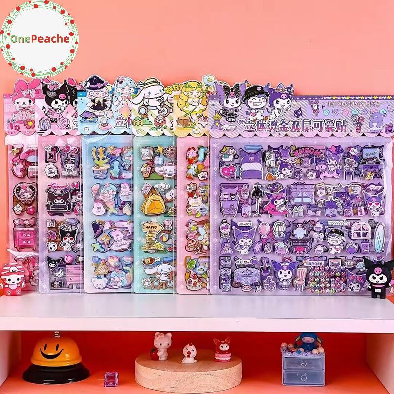 OnePeache Hai Lớp Sanrio Kuromi 3D Sticker Kawaii Cinnamoroll My Melody Bubble Sticker Capibara Hot 