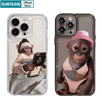 Suntaiho Ốp Điện Thoại Bikini Dễ Thương Khỉ Trong Suốt Mềm Cao Cấp Chống Sốc Cho iPhone 11 12 13 14 15 16 17 Pro Max IP 7 8 Plus Iphon X XS XR Xs Max