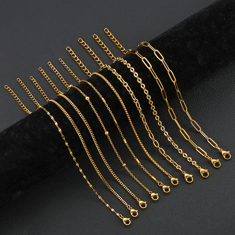 Vòng tay & Vòng chân thép không gỉ mạ vàng 18K - Phong cách châu Âu, thời trang đa năng