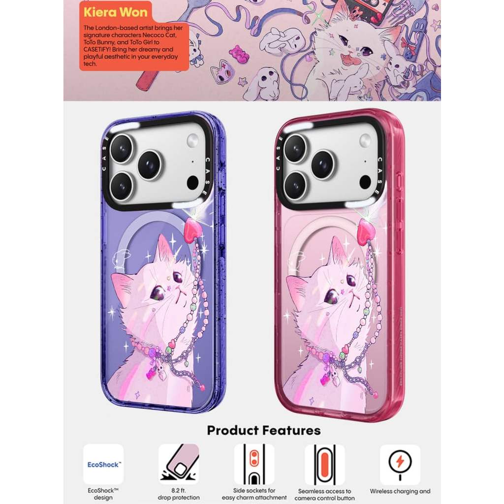 CASECASE X Kiera Won Starlight - Clear Pink Fizz & Peri Purple Clear Hard Từ Hút Tác Động Cho Apple 