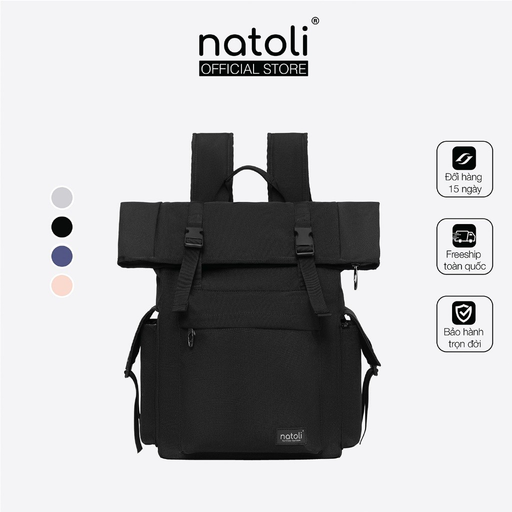 Balo chống nước du lịch thương hiệu NATOLI chất vải canvas nhiều ngăn cao cấp BST FOLD BACKPACK B10