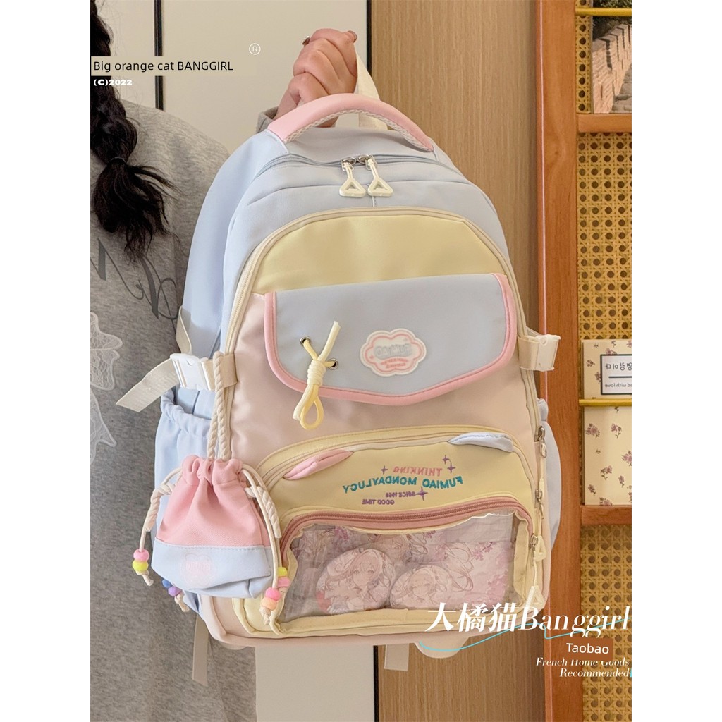 cặp sách nữ balo nữ hàn quốc Ba lô trong suốt đựng đau mèo to cam ba lô dung tích lớn mẫu mới năm 20
