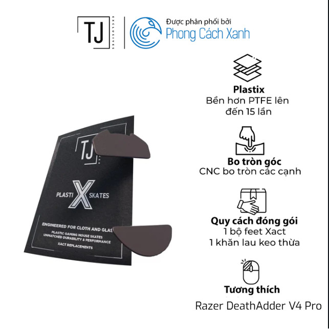 TJ Exclusives PlastiX Xact – Feet control cho Razer DeathAdder V4 Pro - Hàng Chính Hãng