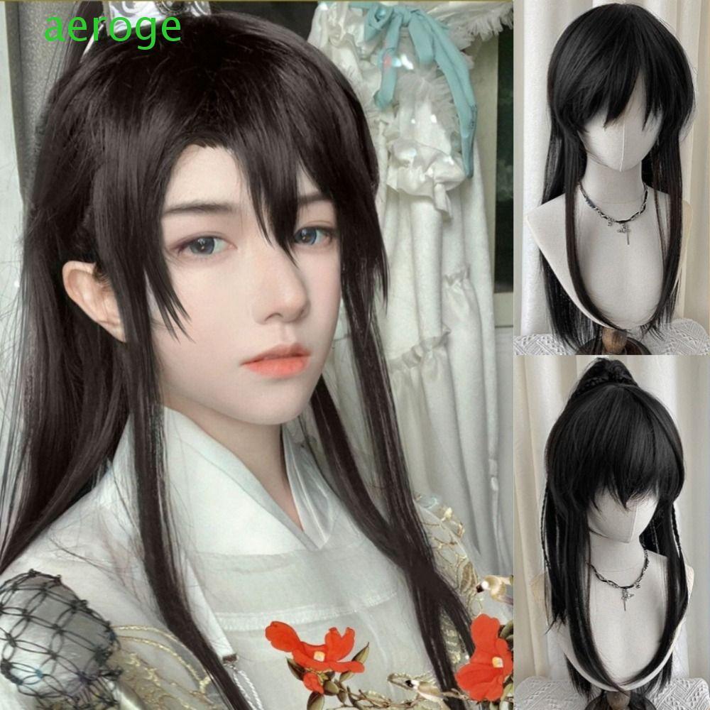 Aerogem Tóc Giả Nam Phong Cách Cổ Trang Trung Quốc, Dài Thẳng Cho Cosplay và Hanfu