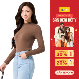   BST Thu đông 2025  Áo thun giữ nhiệt YODY vải Viscose co giãn mềm mại thanh lịch cổ cao 3cm WCTL25F027 
