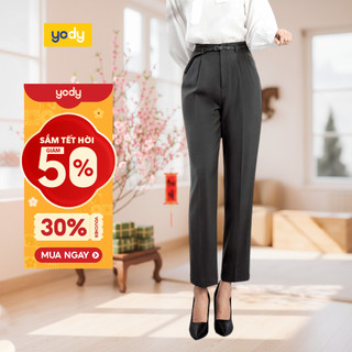  🌸SALE TẾT🌸 Quần Âu Nữ Yody cạp liền quần dài dáng baggy sang trọng thoải mái mềm mại QAN6226 cần ẩn 