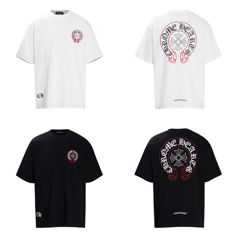 URDL Chrome Hearts New Scroll Heart Horseshoe Sanskrit Casual Short Sleeve T Shirt