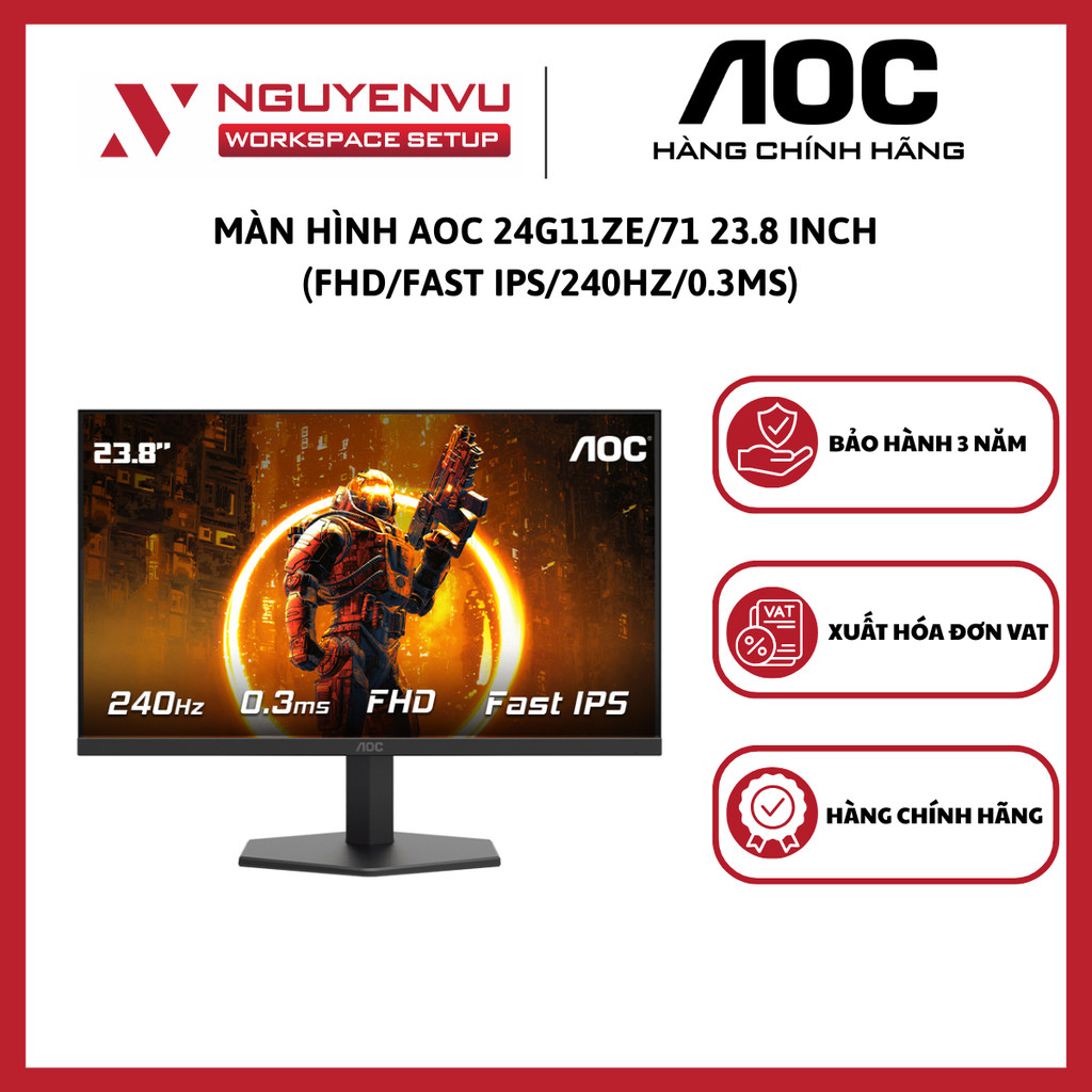 Màn Hình Gaming AOC 24G11ZE 23.8 inch ( FHD/Fast IPS/240Hz/0.3ms ) - Hàng Chính Hãng