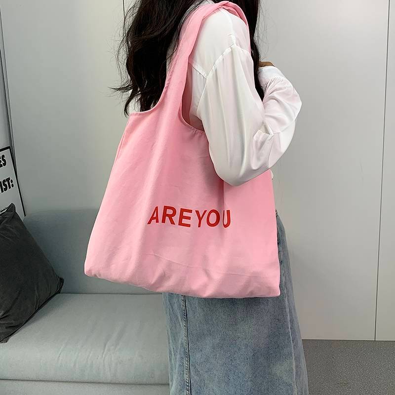 New Letter Tote Bag Vest Bag School Commute Shopping Date Casual Canvas Bag Large Capacity Tote oRha