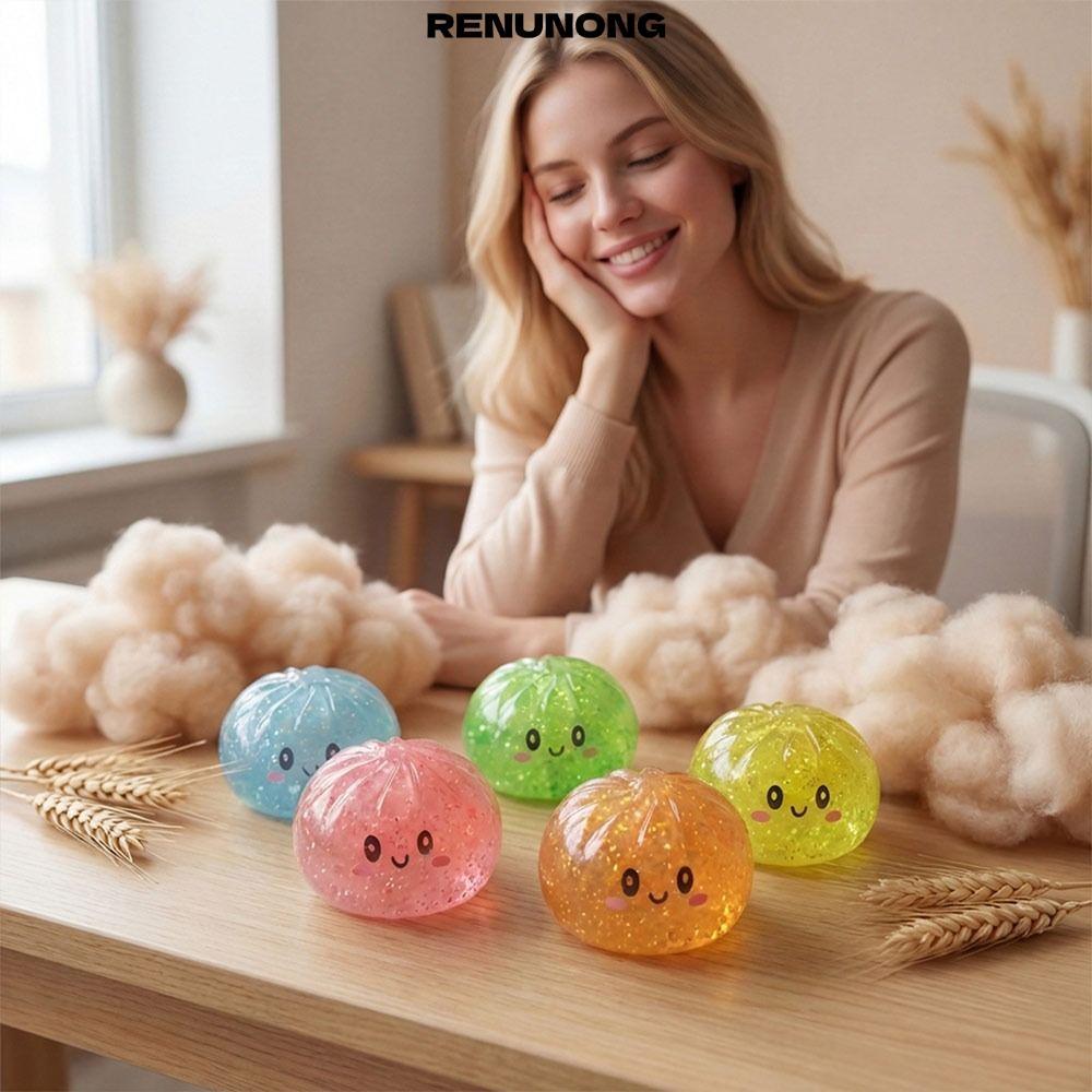 RENUNONG Bánh Bao Đồ Chơi Squishy, Chậm Đàn Hồi Mềm Hấp Nhồi Bông Squishy Pinch Le, Lấp Lánh Với Hấp