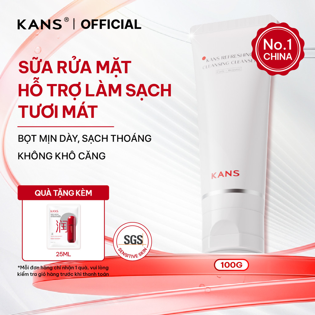 KANS Sữa Rửa Mặt Trắng Làm Sạch Sâu, Dịu Nhẹ, Dưỡng Ẩm, Chống Oxy hóa da Refreshing Cleansing Cleans