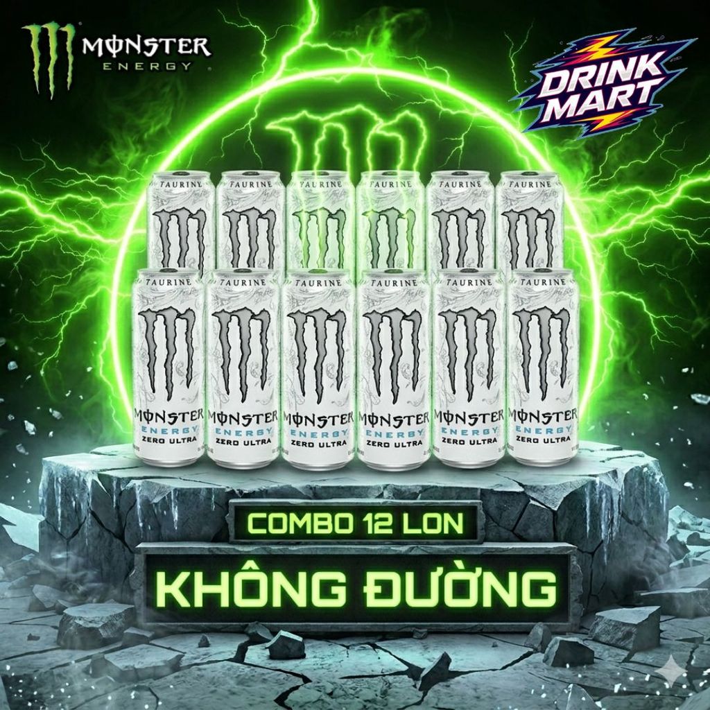 [ 12 Lon ] Nước Tăng Lực MONSTER ZERO SUGAR Lon 355ml Các Vị | Drink Mart