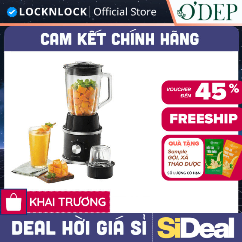 Máy xay sinh tố High Speed Blender LocknLock Chính hãng, 220-240V, 50-60Hz, 600W, Màu đen EJM376BLK 