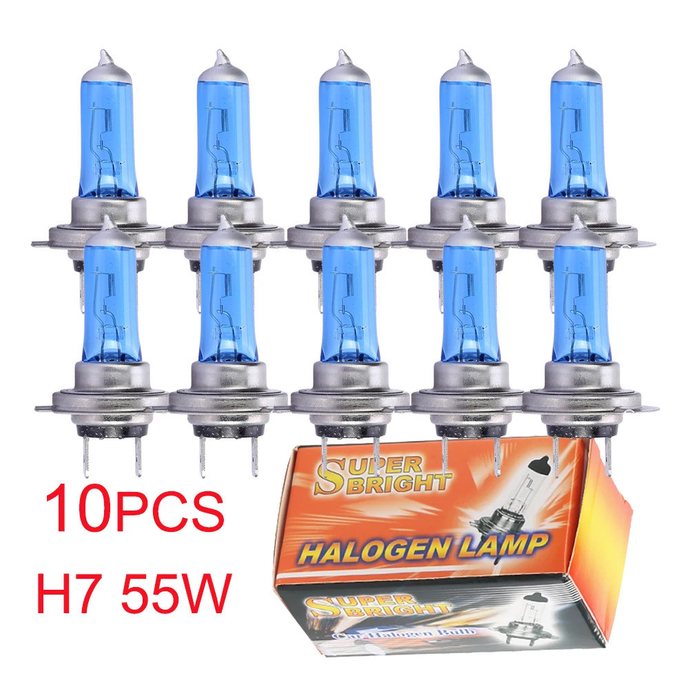 10 Chiếc H7 12V 55W Đèn Halogen Bóng Đèn Ô Tô 5500K-6000K Siêu Sáng H7 Đèn Halogen 10 Chiếc H7 Đèn P