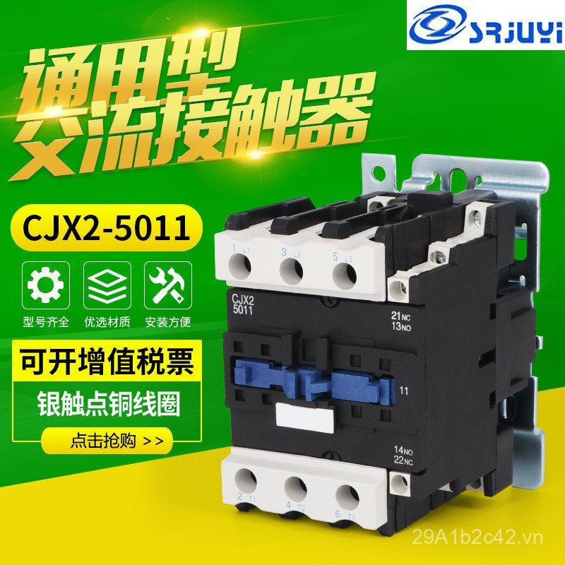 Người Thượng Hải AC Contactor CJX2-5011 220V380V36V50A Ba Pha Chấm Bạc Contactor