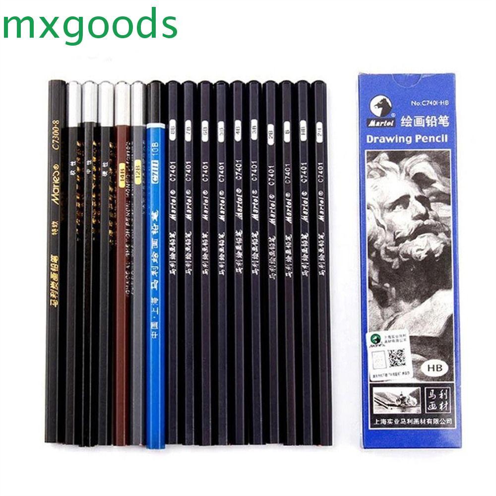 MXGOODS 12 Chiếc Bút Chì Vẽ Bút Chì Đen Chuyên Nghiệp 3B 4B 5B 6B Than Cứng Than Mềm Văn Phòng Phẩm 