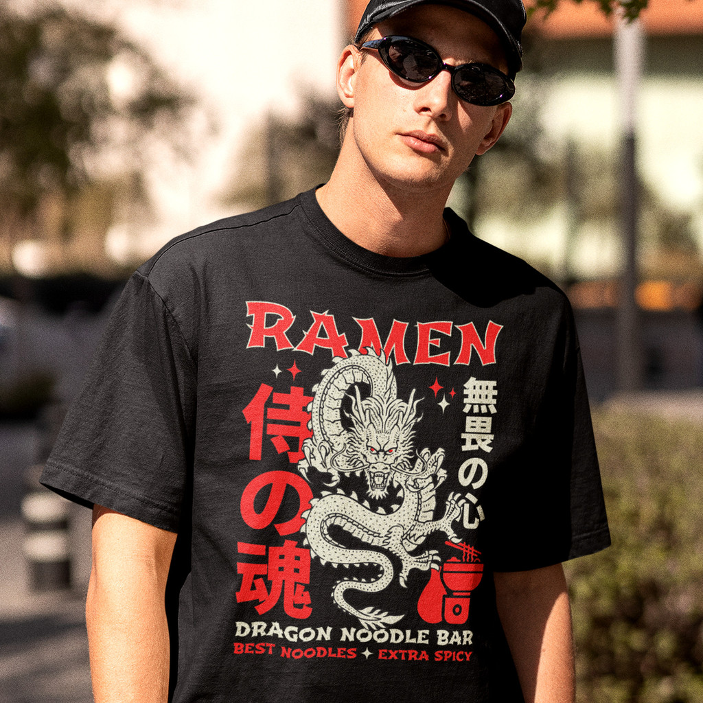 Áo thun Ramen Mì Rồng 100% Cotton, Quà Tặng Người Yêu Ramen Nhật Bản-