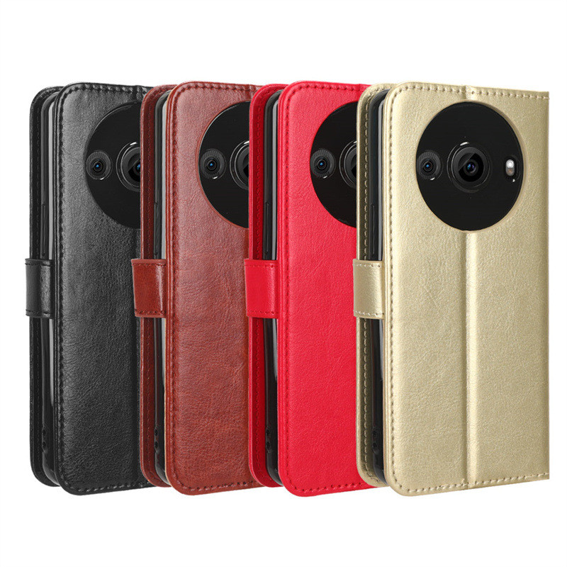 Thích hợp cho Sharp R8 Vỏ Điện Thoại Sharp Aquos R8 Pro Vỏ Da Điện Thoại Ví Lật Họa Tiết Ngựa Điên