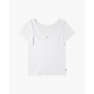 LEE - Áo thun nữ cổ tròn tay ngắn thêu logo_LWT012129207754-K14000