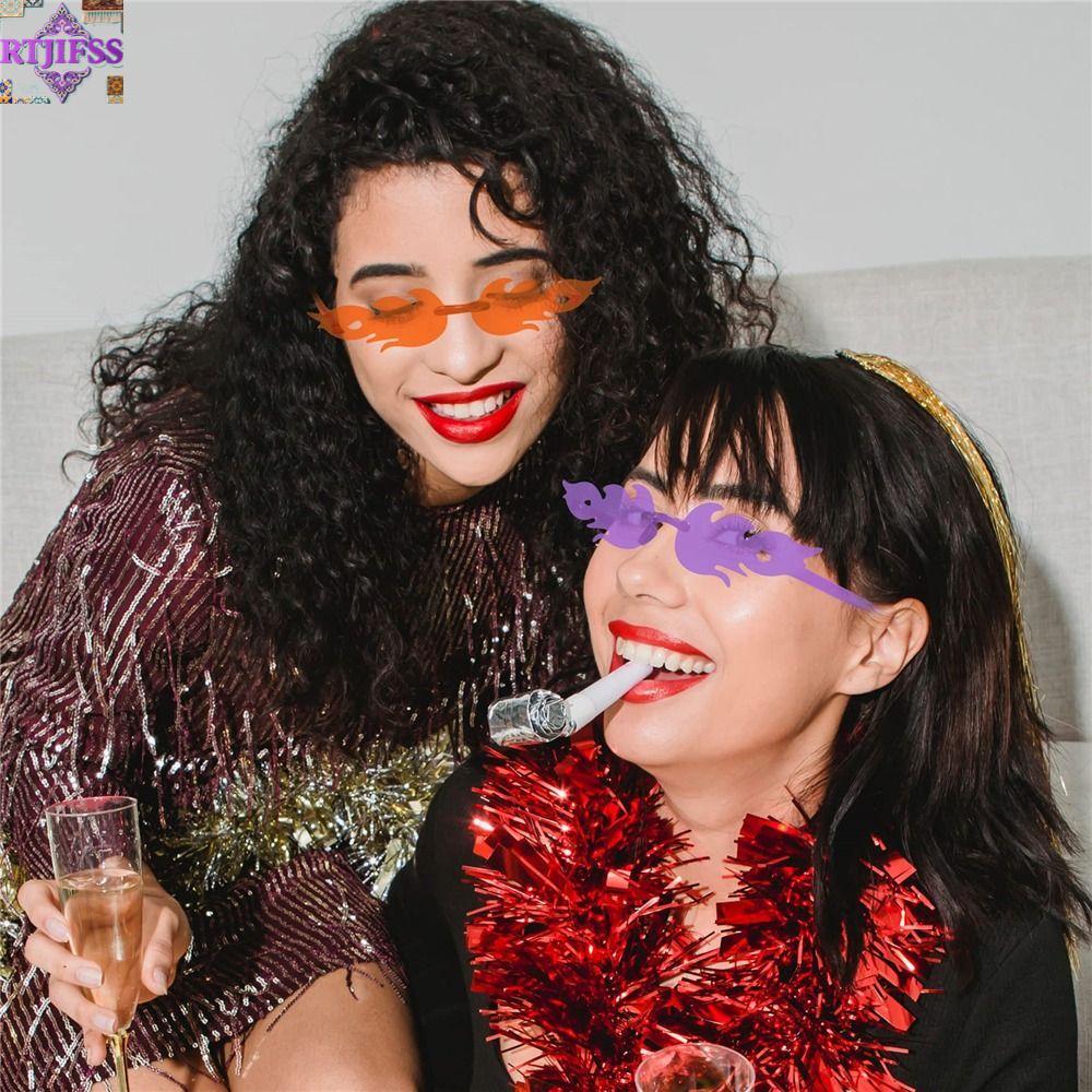 Kính mát dành cho nữ thiết kế độc đáo hình ngọn lửa, không viền mới lạ