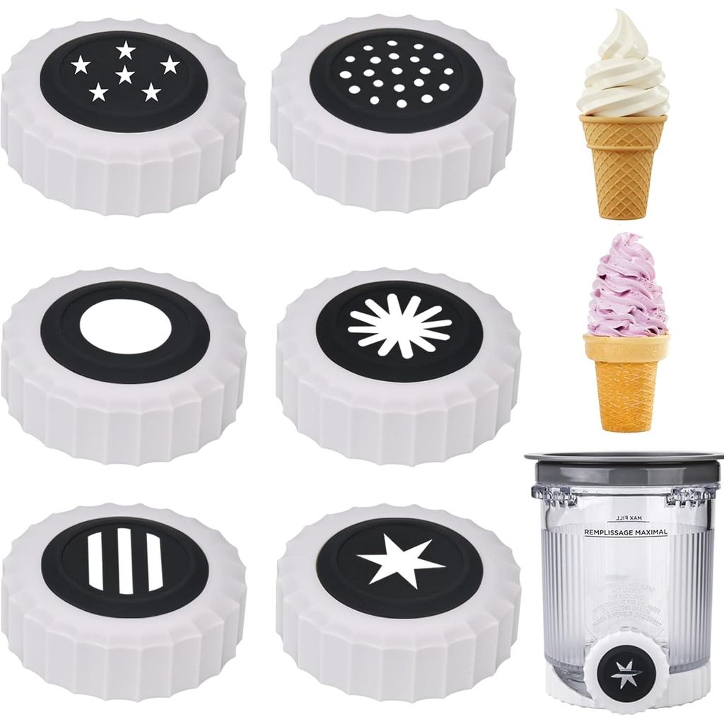 6 bộ vòi phun xoáy cho Ninja Swirl Creami Pints Nắp, vòi phun mềm phục vụ cho Ninja Swirl Creami NC7
