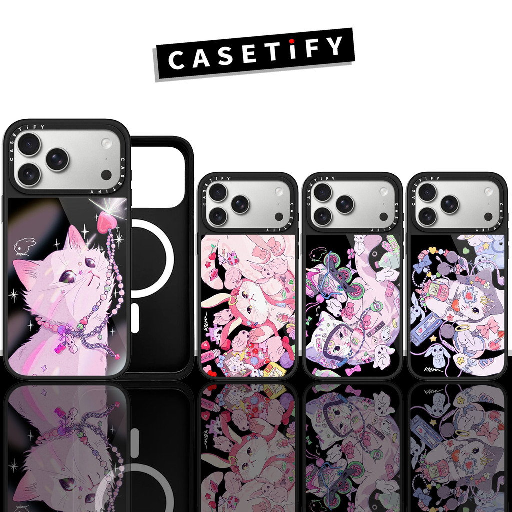 Kiera Won Ngọc Trai Vòng Cổ Mèo Casetify Gương Từ Tính Vỏ Điện Thoại Thích Hợp Cho iP17ProMax iP17Ai