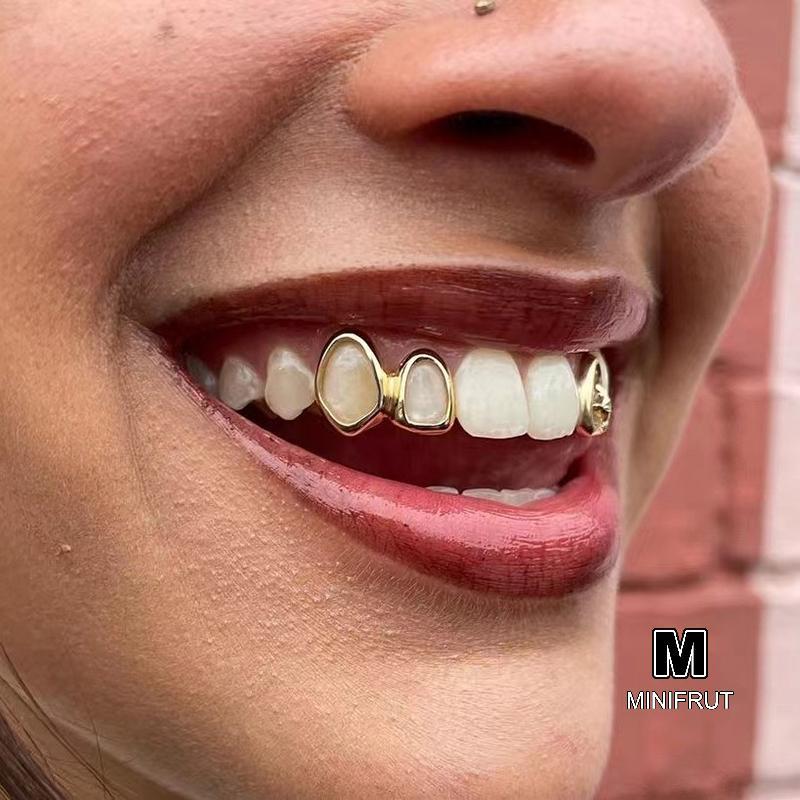 MINIFRUT] 1 Màu Vàng Hàng Ngày Đeo Răng Trang Sức Grillz Hip Hop Trái Tim Rỗng Răng Grillz Dành Cho 