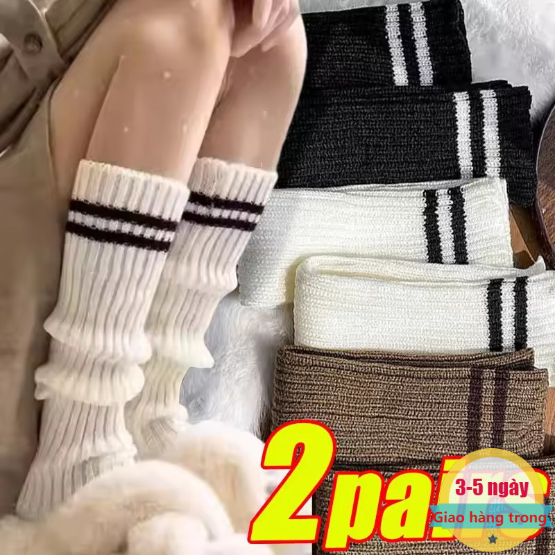 Tất Bắp Chân Lolita Kiểu Preppy -JK Móc Tay Mùa Đông