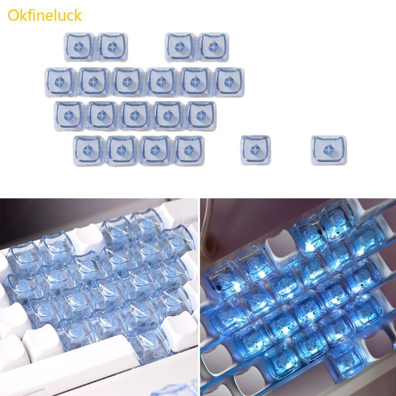 OKFI 21Key PC Love NoCarve Transparents Keycaps Túi du lịch Giải pháp gõ công thái học