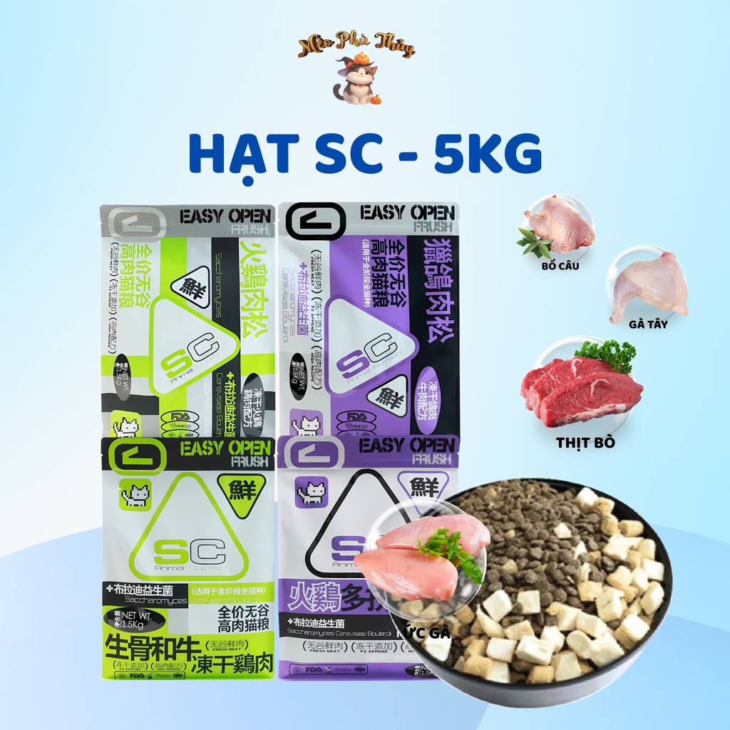 Hạt Cho Mèo Cao Cấp SC Chiết 5KG  S1/ S2/ SC1/ SC2 Hạt Mèo Nhiều Topping, Giàu Đạm